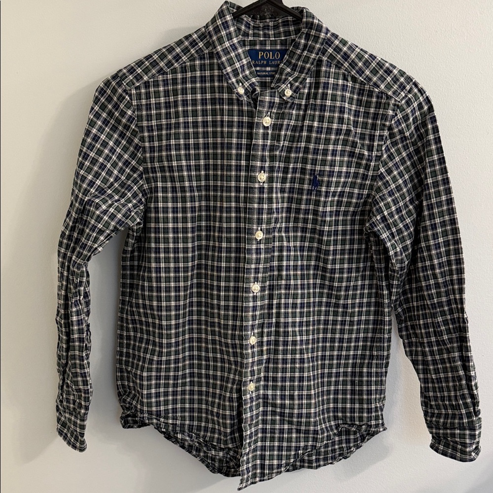 Boys Ralph Lauren Green, Navy, and White Plaid Shirt